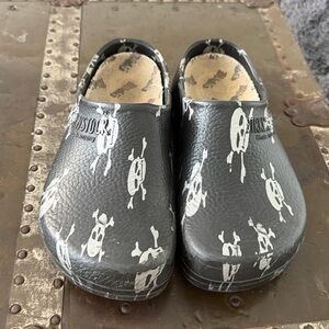 Birkenstock Skull Clogs Polyurethane Black Women's Size 38